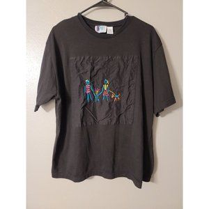 Bolo Spirit Just For Women Vintage Black Embroidered T Shirt Size 1X